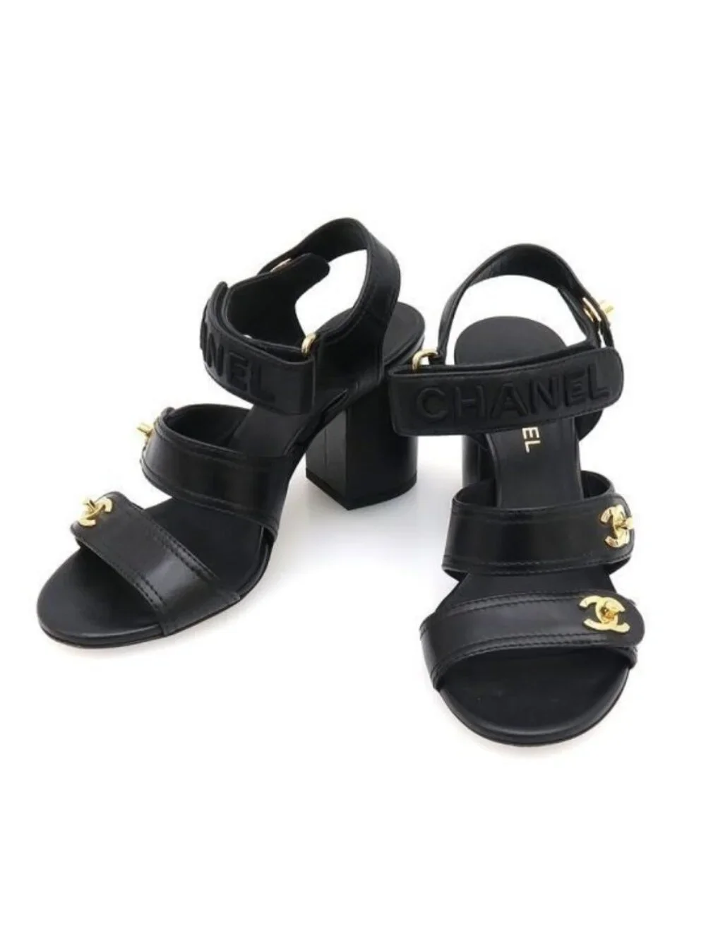 Chanel Sandals Leather Black